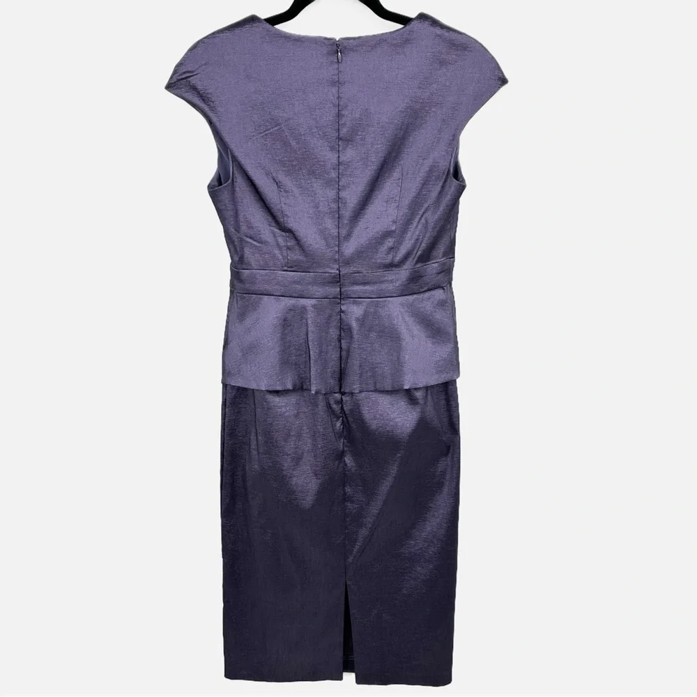 Jessica Howard Purple Peplum Sheath Dress with Embellished Waist Size 6 - Picture 4 of 14